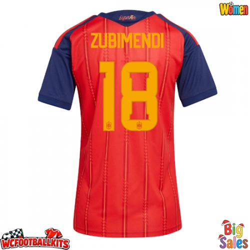 Spain Martin Zubimendi #18 Replica Home Stadium Shirt for Women World Cup 2026 Short Sleeve